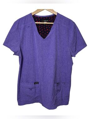 Koi Basics Scrub Top XL Becca Purple Stretch Women Nursing Medical Wisteria NWOT